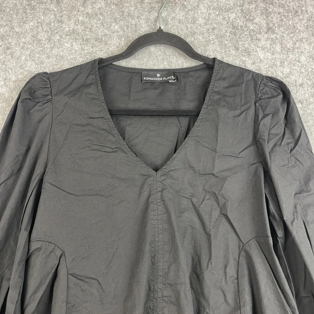 Pomander Place Tuckernuck Easton Swing Top Women Medium Black Poplin Ruffle